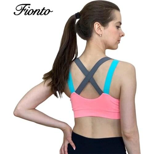 Sexy Sports Bra Top for Fitness Women Push Up Cross Straps Yoga Running Gym Femme Active Wear Padded Underwear Crop Tops Female