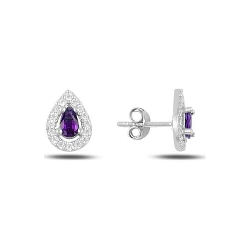 Silver 925 Sterling Drop Colorful Zircon Engagement Earrings