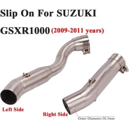 Slip On For SUZUKI GSXR1000 GSXR 1000 2009 - 2011 Motorcycle Exhaust Muffler Escape Modified Middle Tube Link Pipe Left & Right