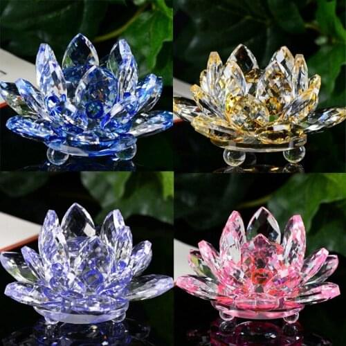 Crystal Lotus Crystal Glass Figure Paperweight Ornament Feng Shui Decor Collection Ornament Feng Shui Decor Collection