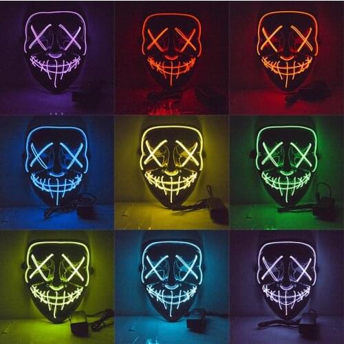 Frightening Patygr Halloween Glowing Mask LED Light Up Horror Costume Party Movie Cosplay Purge Mask Halloween Gift