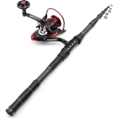 2.1m Carbon Telescopic Fishing Rod Portable Spinning Rod and Reels Multifunction set Fishing rod with reel sea Rocky fishing rod