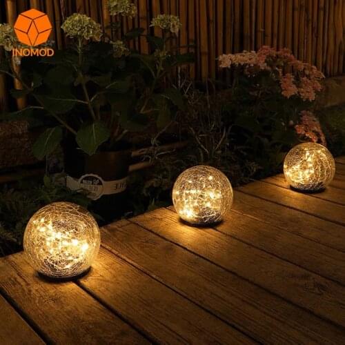Solar Outdoor Courtyard Lamp Household Villa Garden Festival Decoration Led Buried Lamp Waterproof ice Cracked Glass Ball Lawn
