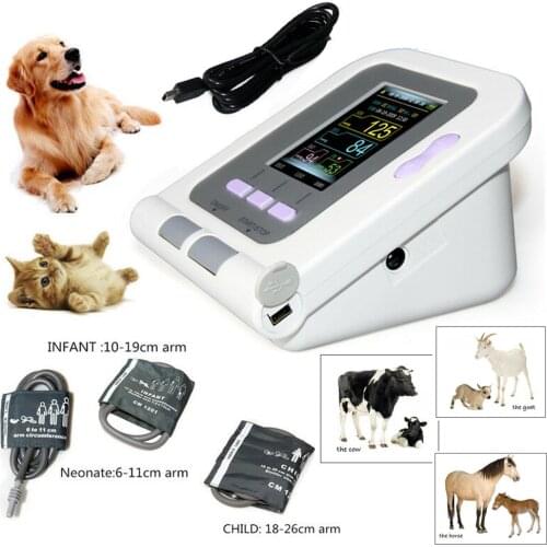 Veterinary Digital Blood Pressure Monitor 08A-VET Electronic Sphygmomanomete Heart Rate PR NIBP 6-11cm 10-19CM 18-26CM 3 Cuffs