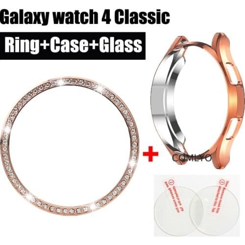 4in1 Pack For Samsung Galaxy Watch 4 Case Protective Shell Bumper+Classic 46mm 42mm Bezel Ring Metal Cover Frame Glass Scre