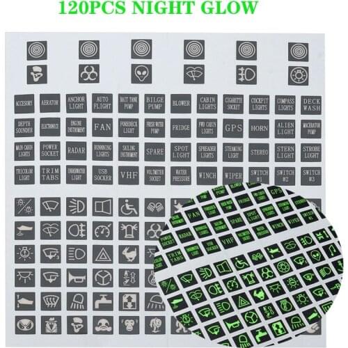 120 Sticker Labels Rocker Switch Label Decal Circuit Panel Luminous Sticker For Car Marine Boat Truck Instrument Switches Relays