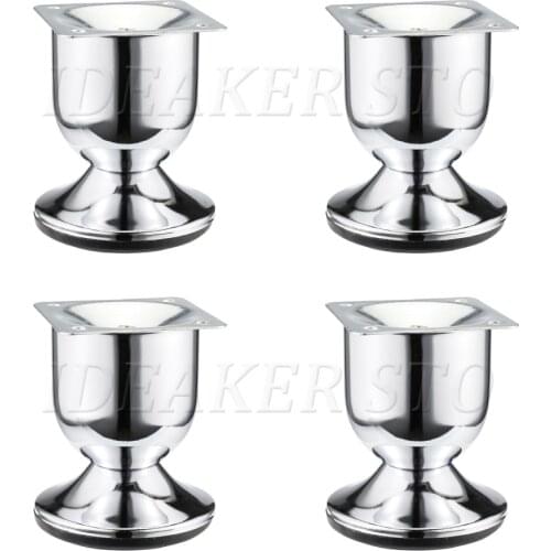 4/1PCS Metal Furniture Legs Round Cup Type Leveling Foot For Sofa Cabinet TV Stands Beds Silver Table Leg Chrome