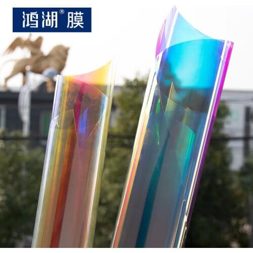 SUNICE 2pc 2 Colors Bundle Pack Dichroic Iridescent Color Change Window Tint Home Party Self Adhesive DIY Decoration Decal Film