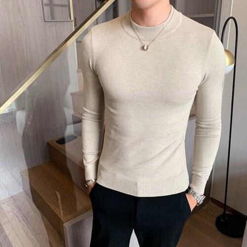 2021 Brand clothing Fashion men are high quality slim fit keep warm High collar sweater/Male Casual Set head knit sweater S-3XL