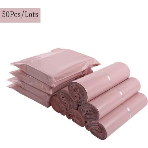 50Pcs/Lots PE Plastic Self-Seal Mailbag Light Pink Poly Envelope Waterproof Postal Courier Bags Delivery Package Packaging