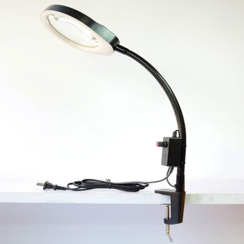 5X/10X LED Magnifying Clamp Lamp Table Desk Light Mount ESD Professional PCB Optical Glass Dimmable LED Light Brightness