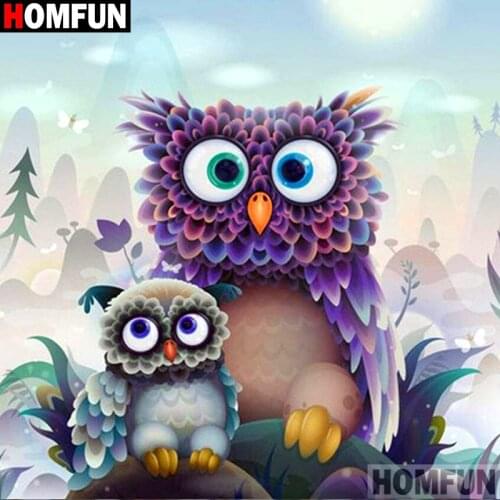 HOMFUN Full Diamond Embroidery Diy 5D Diamond Painting Cross Stitch "Cartoon owl" Full Drill Home Room Decor A10791