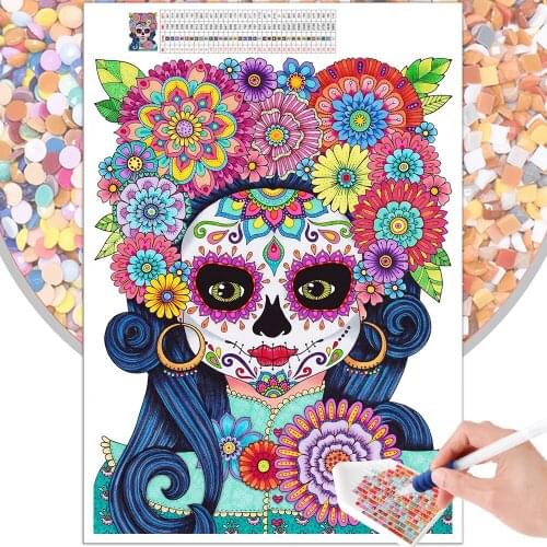 Diamond Painting Cartoon Flower Mask Portrait Embroidery Kit 5D DIY Mosaic Square Round Rhinestone Cross Stitch Home Decoration