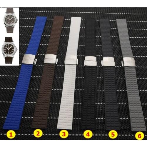 Brand quality 18mm Soft Rubber Watchbands For Fit Patek Philippe Ladies Aquanaut 5067A 491PTK Strap band Belt Butterfly buckle
