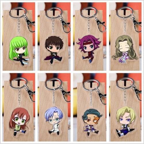 Code Geass : Lelouch of the Rebellion Model Doll Acrylic Keychain Lelouch C.C. Kallen Suzaku Figure Pendant Double sided Keyring