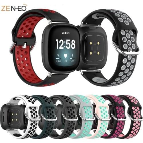Double color Silicone replacement Watchband For fitbit Versa 3/Sense smart watch classic bracelet For fitbit Versa3 Accessories