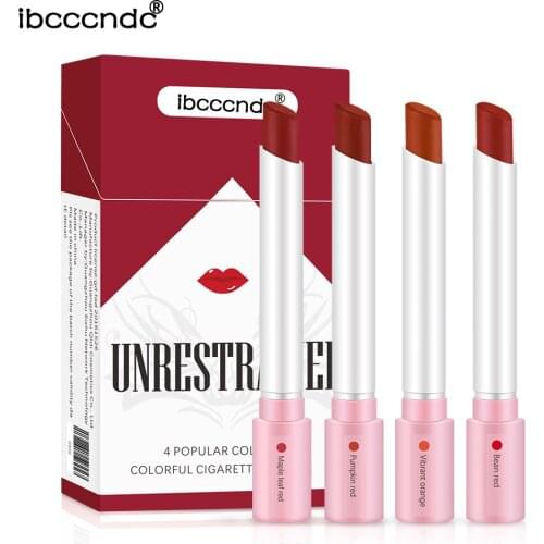 Ibcccndc New Cigarette Tube Lipstick Set 4 Colors Matte Lip stick Waterproof Lip Gloss Sexy Nude Red Lip Makeup Batom