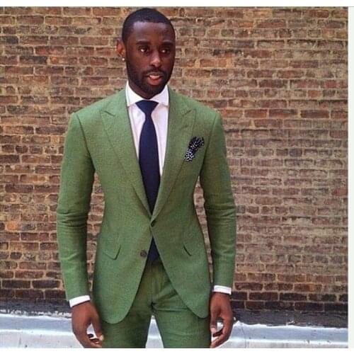 Custom Made Green Handsome Formal Mens Suits For Wedding Exquisite Handsome Best Mens Suit Groom Tuxedos (Jacket+Pants+Tie) Chea