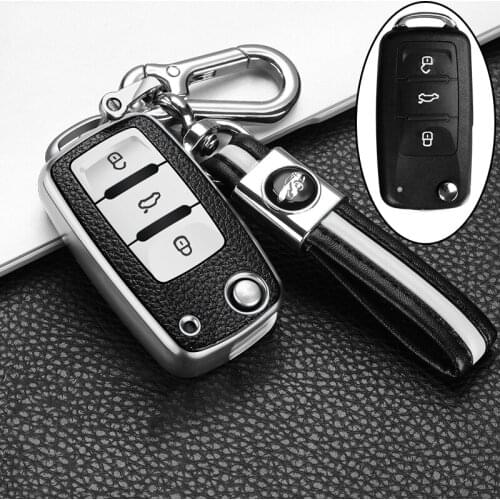 Leather+TPU Key protector Car Key Cover Case For POLO Tiguan Passat B5 B6 B7 Golf EOS Scirocco Jetta MK6 Octavia Accessories