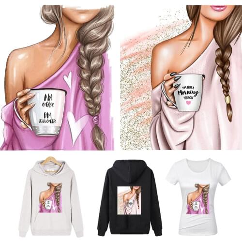 Fashion Girl Heat Transfer Vinyl Parches Termoadhesivos DIY Patches For Clothing Heat Print on T-shirt A-Level Washable Applique