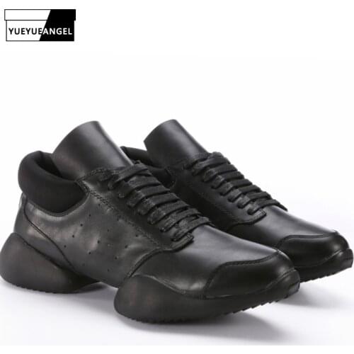 Men Horseshoe Shoes 2019 New Lace Up Ankle Luxury Trainers Genuine Leather Shoes Casual Brand Flat Black White Big Size Sneaker