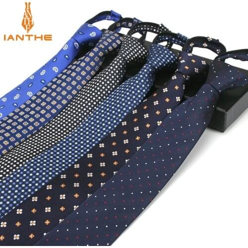 6cm Mens business suits Zipper Tie Fashion business wedding party casual skinny neckties slim strip dot paisley Neck ties