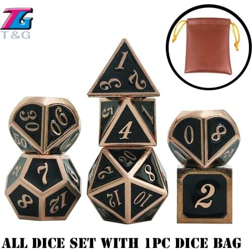 Top Grade Shiny Digital Metal Dice Set 26 Styles +1pc Bag D4 D6 D8 D10 D12 D20 for Role Playing DND RPGs Board Game As Gift