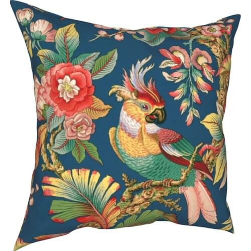 Antique French Chinoiserie In Blue Pillowcase Printed Polyester Cushion Cover Gift Chinese Throw Pillow Case Cover Home Zipper
