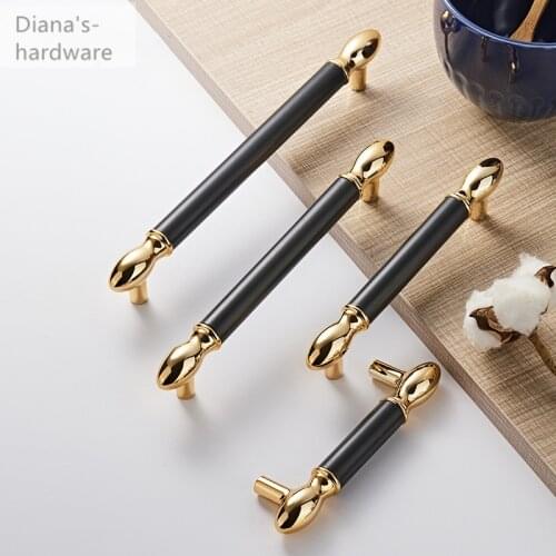 Nordic Modern Black Gold Door Handles Luxury Drawer Pulls Aluminium Alloy Kitchen Cabinet Handles Solid Drawer Knobs Furniture