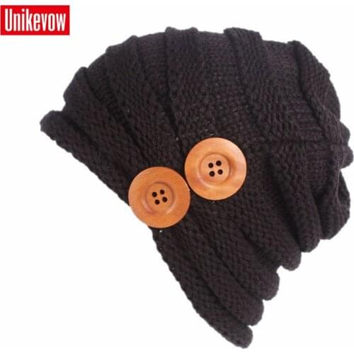 UNIKEVOW New arrival beanie Casual hat with two buttons for Women Hip-hop cap for autumn spring winter ladies' hats
