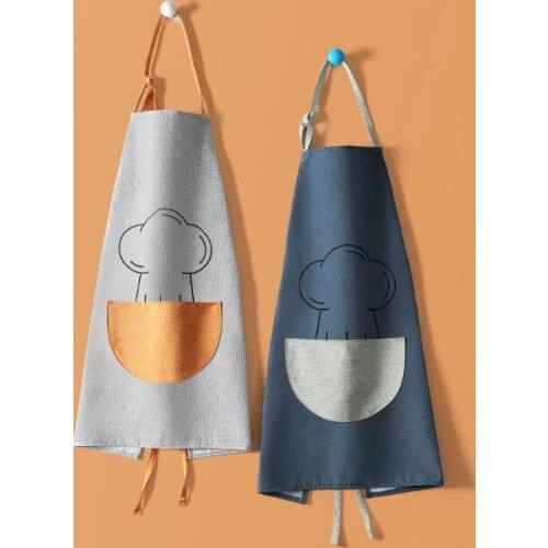 Japanese style new belt cloth simple cotton and linen kitchen oil-proof coffee shop work art apron