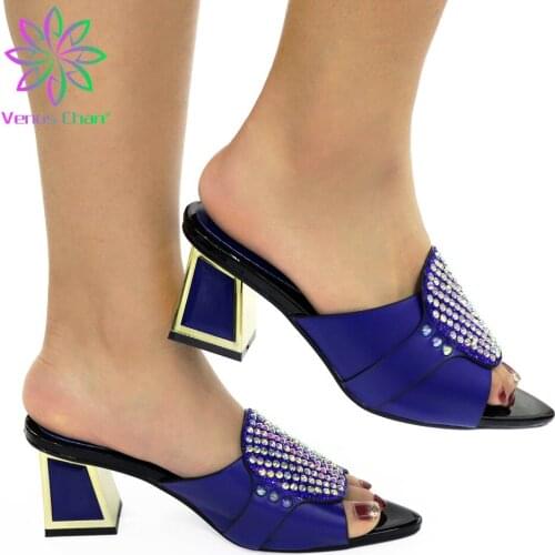 New Nigerian Women Wedding Shoes Decorated with Rhinestone Luxery Shoes Women Plus Size Women Shoes 42 High Heels Sexy Ladies