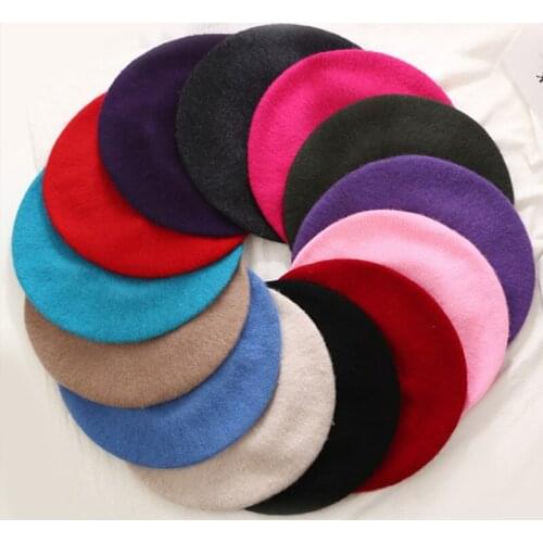 21 Solid Color Ladies Wool Beret Cap Fashion And Elegant French Painter Beanie Hat Wholesale Custom Octagonal Beret Hat