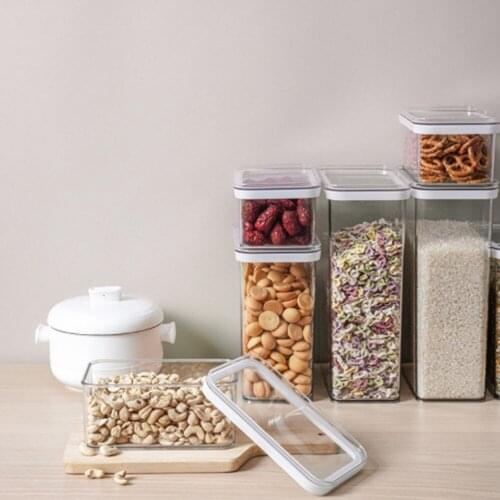 Different Capacity Plastic Sealed Cans Kitchen Storage Box White Cover Food Canister Keep Fresh New Clear Container 2021 New