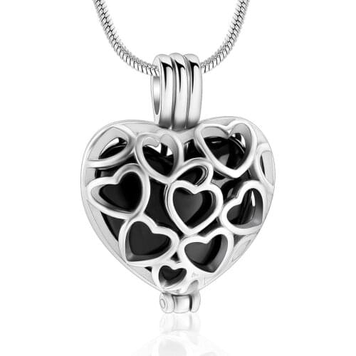 Hollow Heart Cremation Jewelry for Ashes Pendant Stainless Steel Keepsake Holder Ashes Memorial Urn Necklace for Men Women