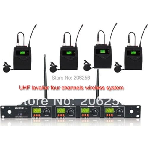 Hot high quality OK-4/3B professional UHF lavalier 4 channels wireless system Lapel mic multichannel bodypack Wireless mics