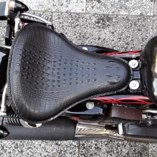 Retro Black/brown/Crocodile Skull Leather Motorcycle 3" Spring Solo Bracket Seat for Harley Custom Chopper Bobber Saddle Seat
