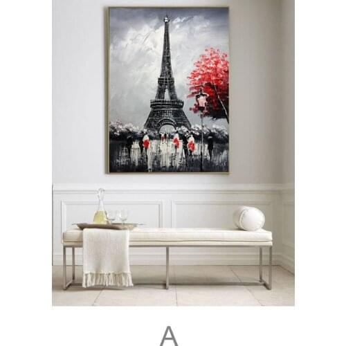 Hand Painted Paris Eiffel Tower oil Painting for living room for coffee bar on wall By kixhome