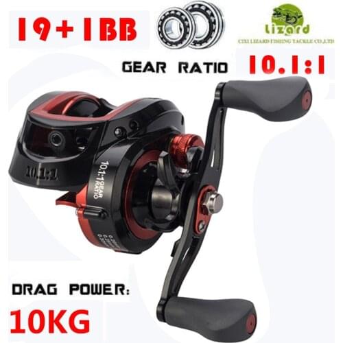 LIZARD 19+1BB 10.1:1 10kg Max Darg Baitcasting Fishing reelslow profile reel bait casting Fishing reel Carretilha de pesca