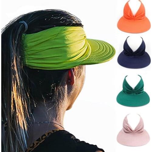 Summer Women Sun Hat Solid Color Anti-ultraviolet Hollow Out Top Elastic Wide Brim Sun Visor Hollow Out Top Hats