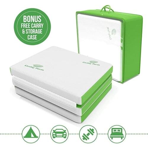 Folding Mattress - Portable Tri-Fold Floor Bed for Travel Camping, Guest Foldable 4 Inch Foam Sleeping Pad Carry Case for Adults
