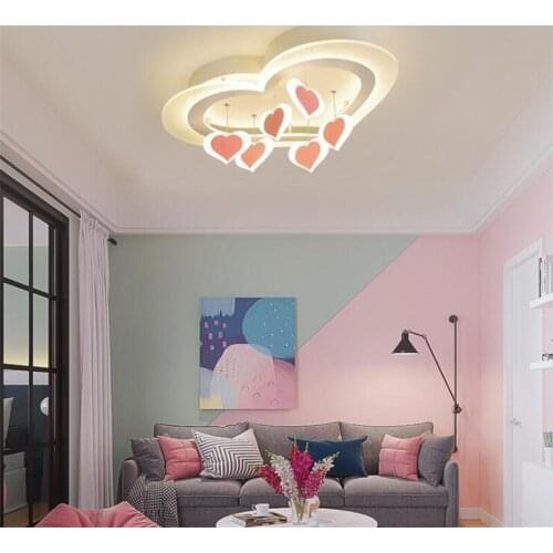 Modern Acrylic Pink/White Hearts Led Ceiling Light for Wedding Decor Foyer Bed Room Kids Room 3/6 Heads Romantic Fashion Lamp