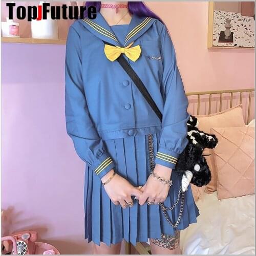 SHORT SLEEVE LONG SLEEVE Japan JK uniform soft girl Navy collar autumn winter bad college pleated skirt suit sailor suit