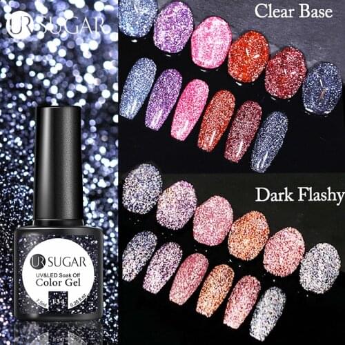 UR SUGAR Reflective Glitter Color Gel Soak Off Nail Gel Polish Shiny Laser Auroras Nail Art Manicure Decoration