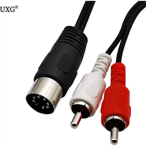 AT 1PCS 7-Pin DIN Male MIDI Cable to 2 Dual RCA Male Plug Audio Cable For Naim, Quad Stereo Systems 7 Pin DIN Male Plug Newest