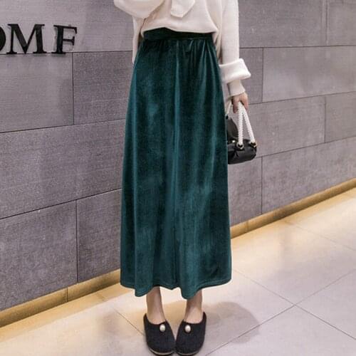 Russian fashion elegant women high waist long maxi Winter velvet skirts 5XL 6XL plus size Autunm and Spring Velour skirts
