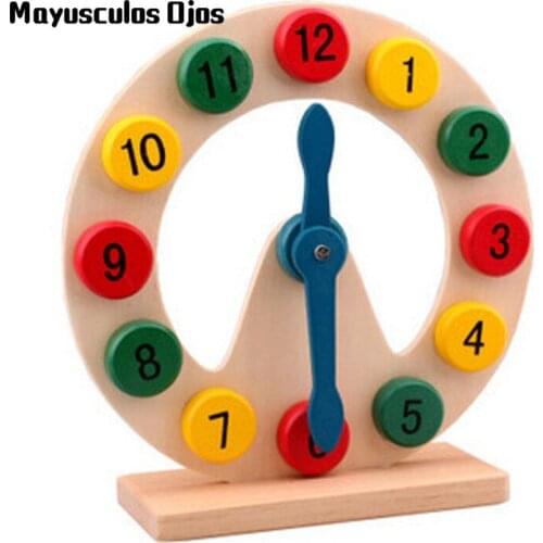 ZH 1PC Wooden Color Digital Clock Moon Toddler Early Childhood Digital Cognitive Puzzle Toy