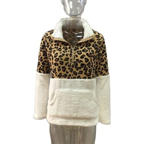 Women hoodies 2021 autumn winter long sleeve sweatershirt leopard pattern stitching tops plus size 5XL