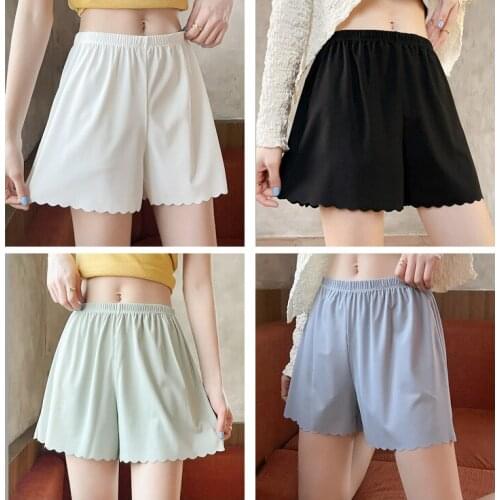 Lady Ice Silk Safety Pants Summer Elastic Waist Outerwear Sweet Cute Seamless Pajama Shorts Girls Homewear Sweat Legging Shorts