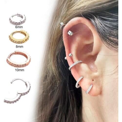 1PC Gold Silver Colour Ear Piercing Jewelry CZ Helix Cartilage Earring Rook Hoop Snug Piercing Ring